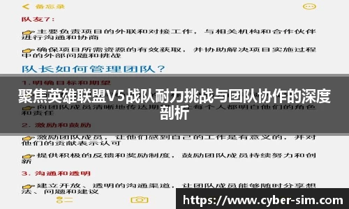 聚焦英雄联盟V5战队耐力挑战与团队协作的深度剖析